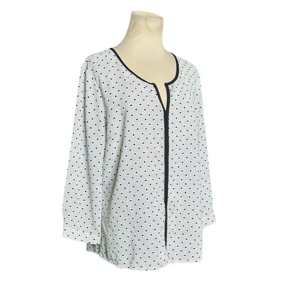 41HAWTHORN White Black Polka Dots Litton Split Neck Blouse Size Large - Picture 5 of 12